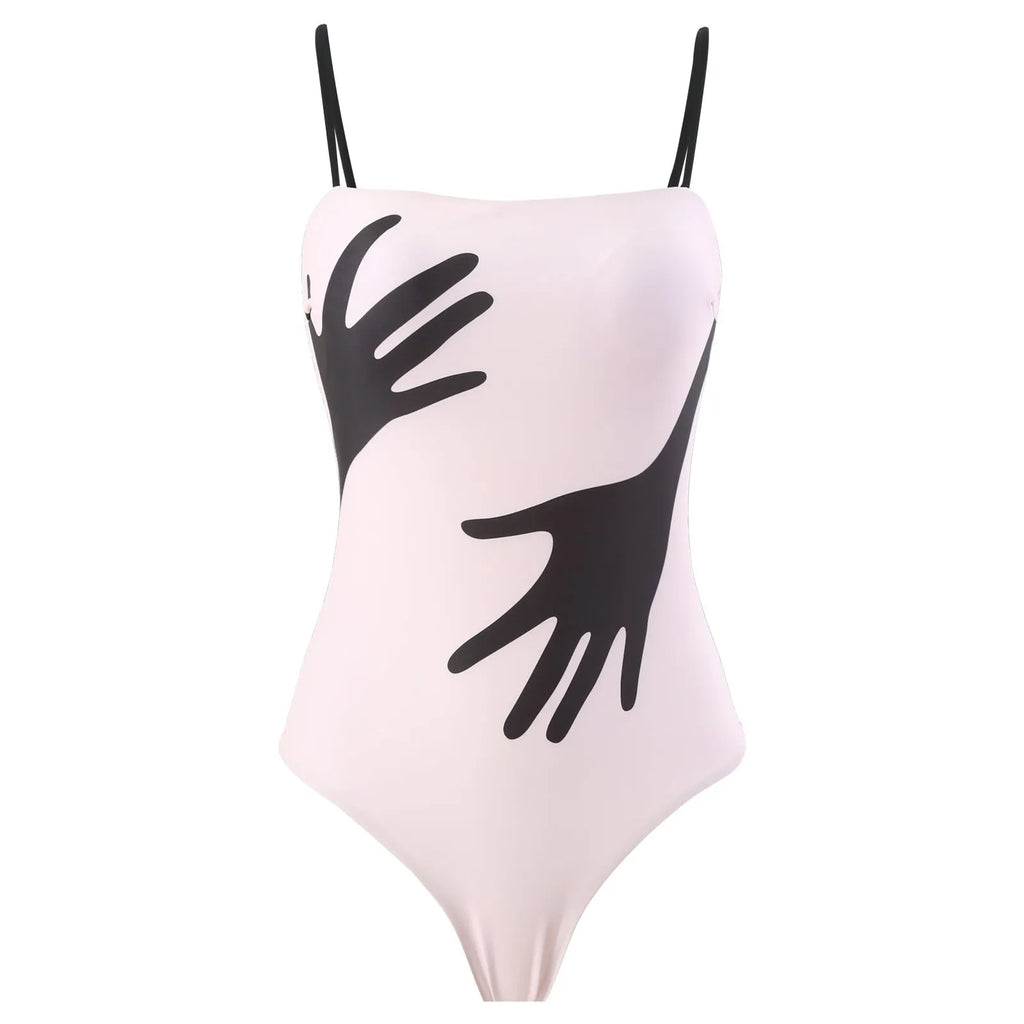 Women's polyester bikini swimsuit with attached tulle skirt in two-piece design