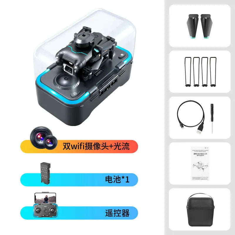Fully obstacle avoidance four-axis drone with optical flow hover and dual camera for aerial photography