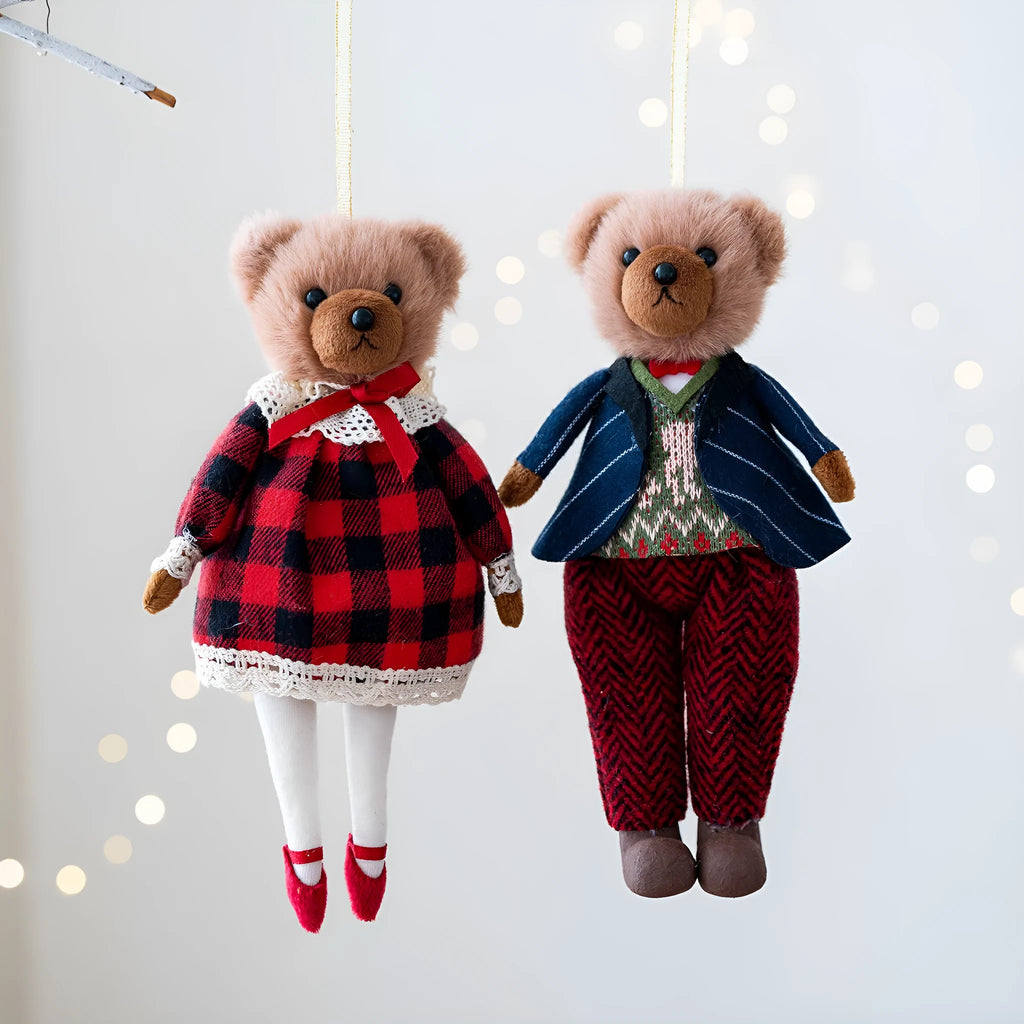 Princess bear and gentleman bear plush doll couple set in soft cloth material