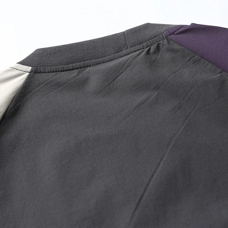 Dark grey loose fit T-shirt with contrast raglan sleeves for leisure wear