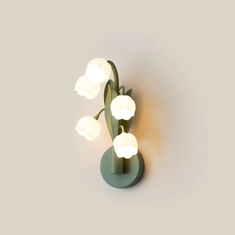 French pastoral Nordic wall lamp with PC shade and tricolour light for bedroom bedside use