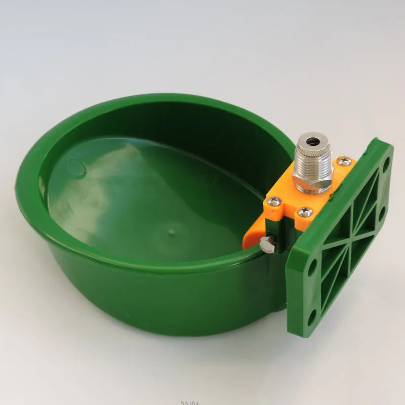 Green engineering plastic sheep drinking bowl with auto water nozzle for pig and sheep farm use