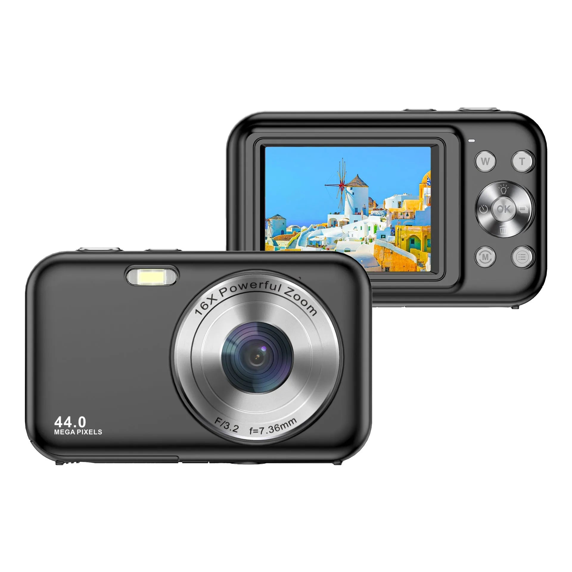 Children's digital camera in purple colour with 2.4-inch screen and lens