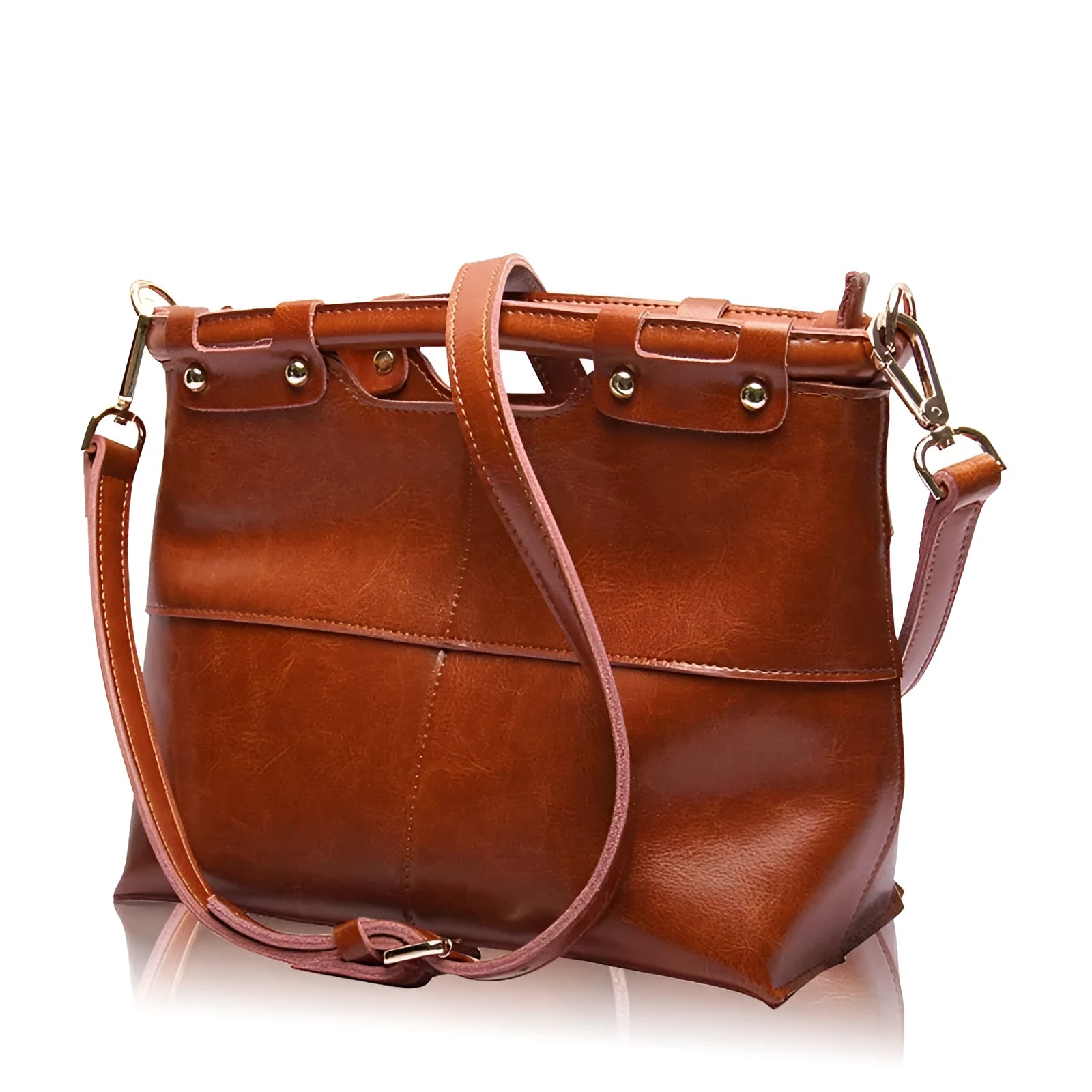 European and American retro solid colour women's leather messenger bag in genuine first layer cowhide, black colour