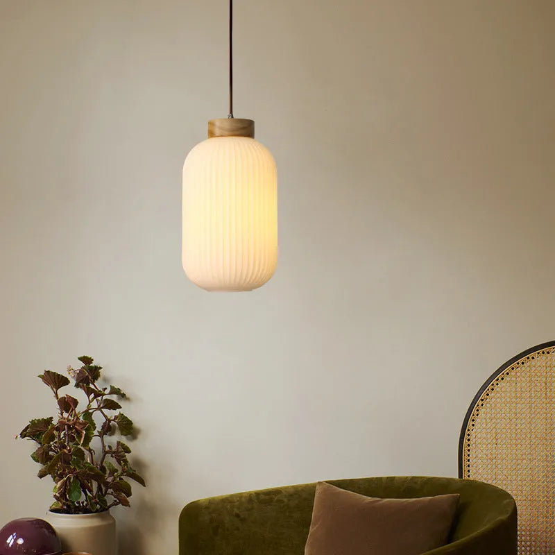 Handmade retro Chinese wooden pendant ceiling light with Nordic design in three size options.