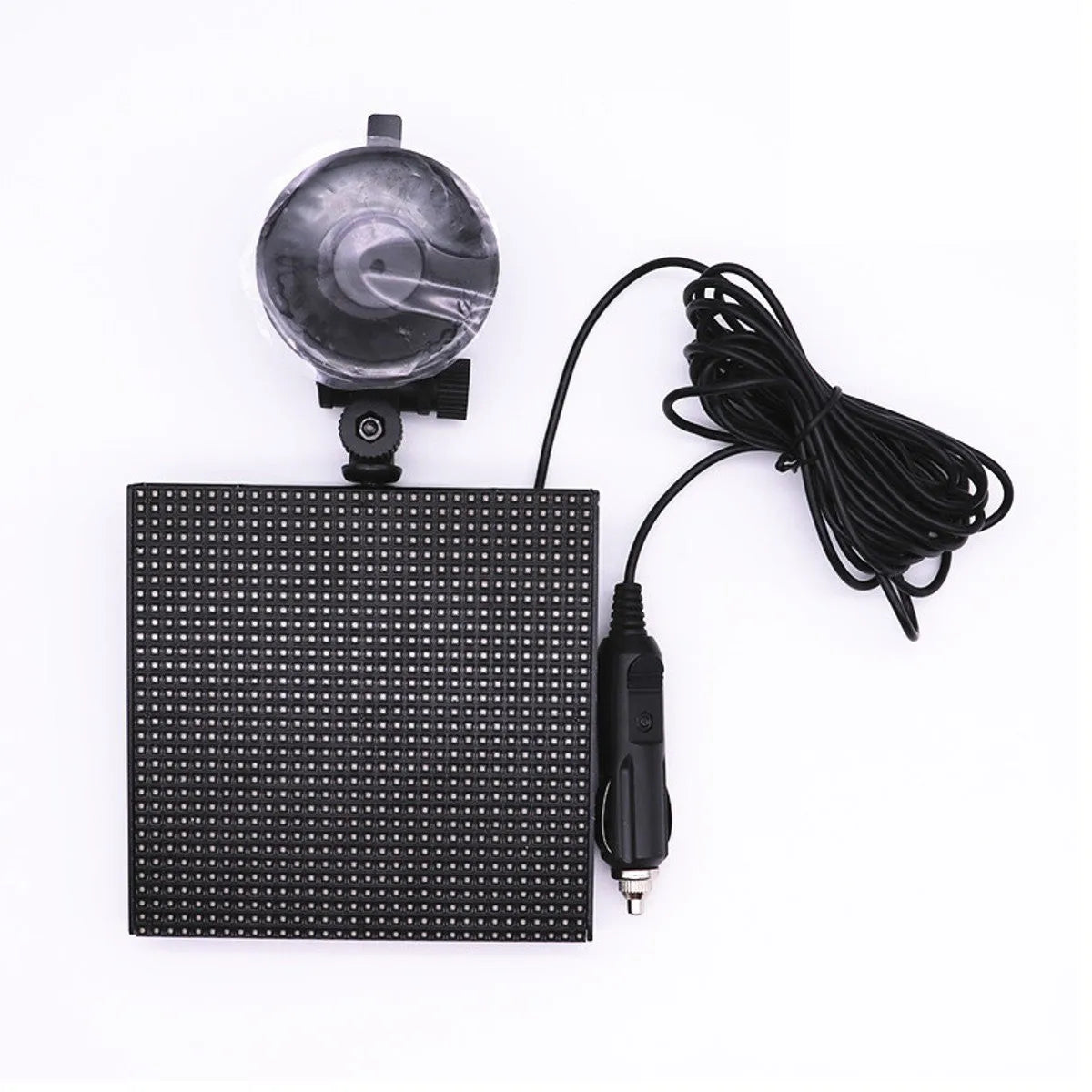 32x32 Bluetooth wireless LED car display screen with aluminium frame on a car window
