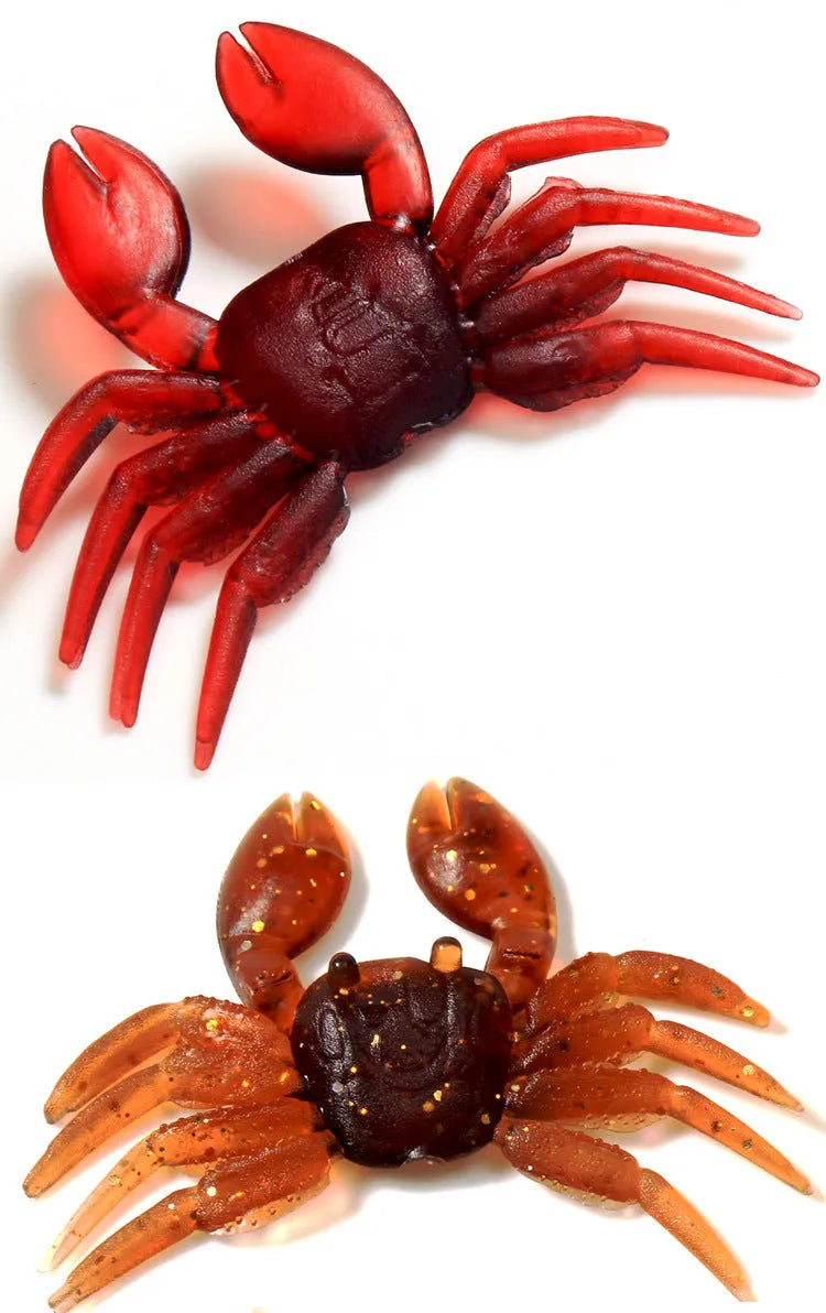 8cm brown and red PVC soft plastic crab fishing lure on a white background