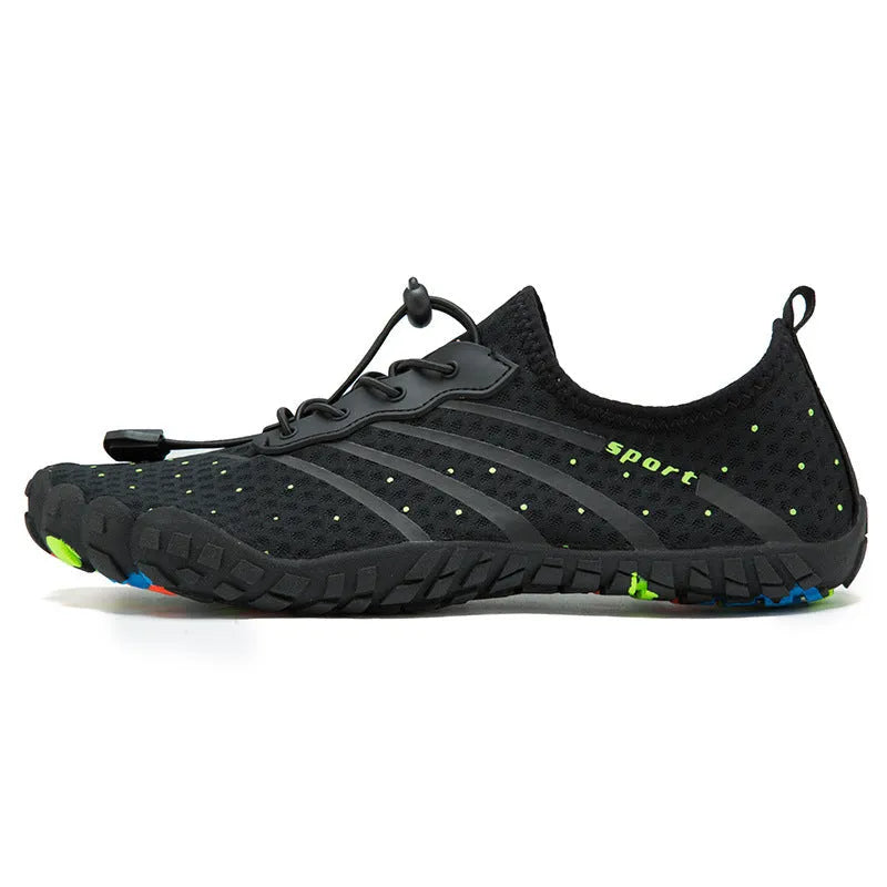 Fast drainage beach swimming couple outdoor fitness shoes, mesh upper, rubber sole, low top, in army green