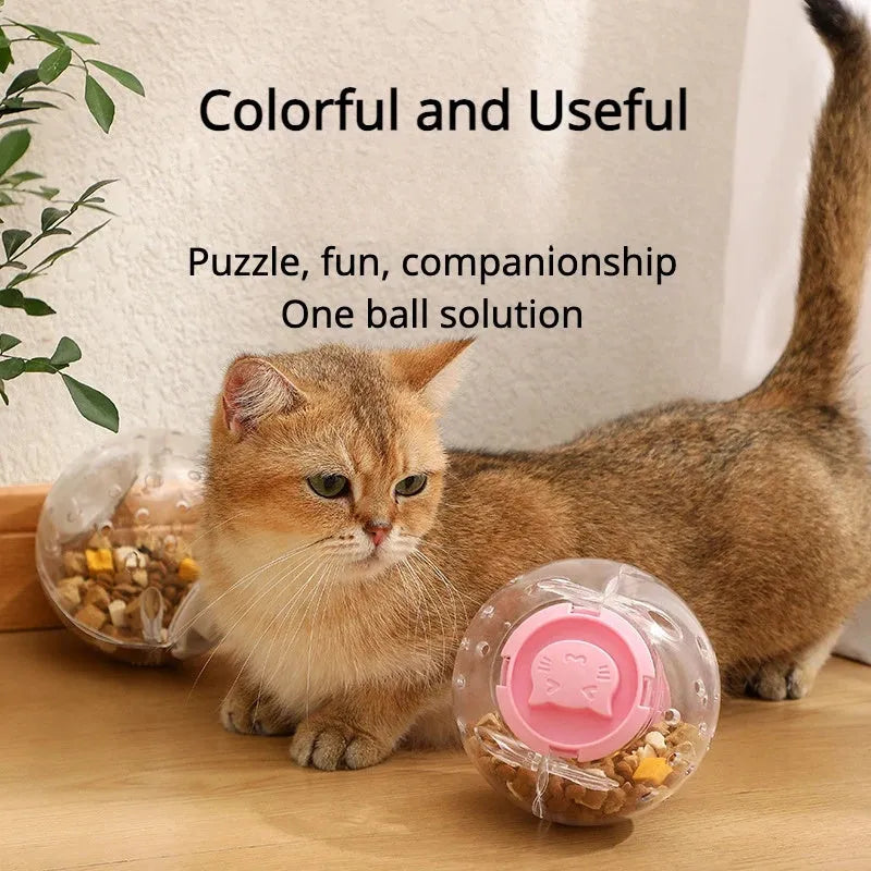 11.5cm blue ABS slow feeding ball for dogs and cats on a light background