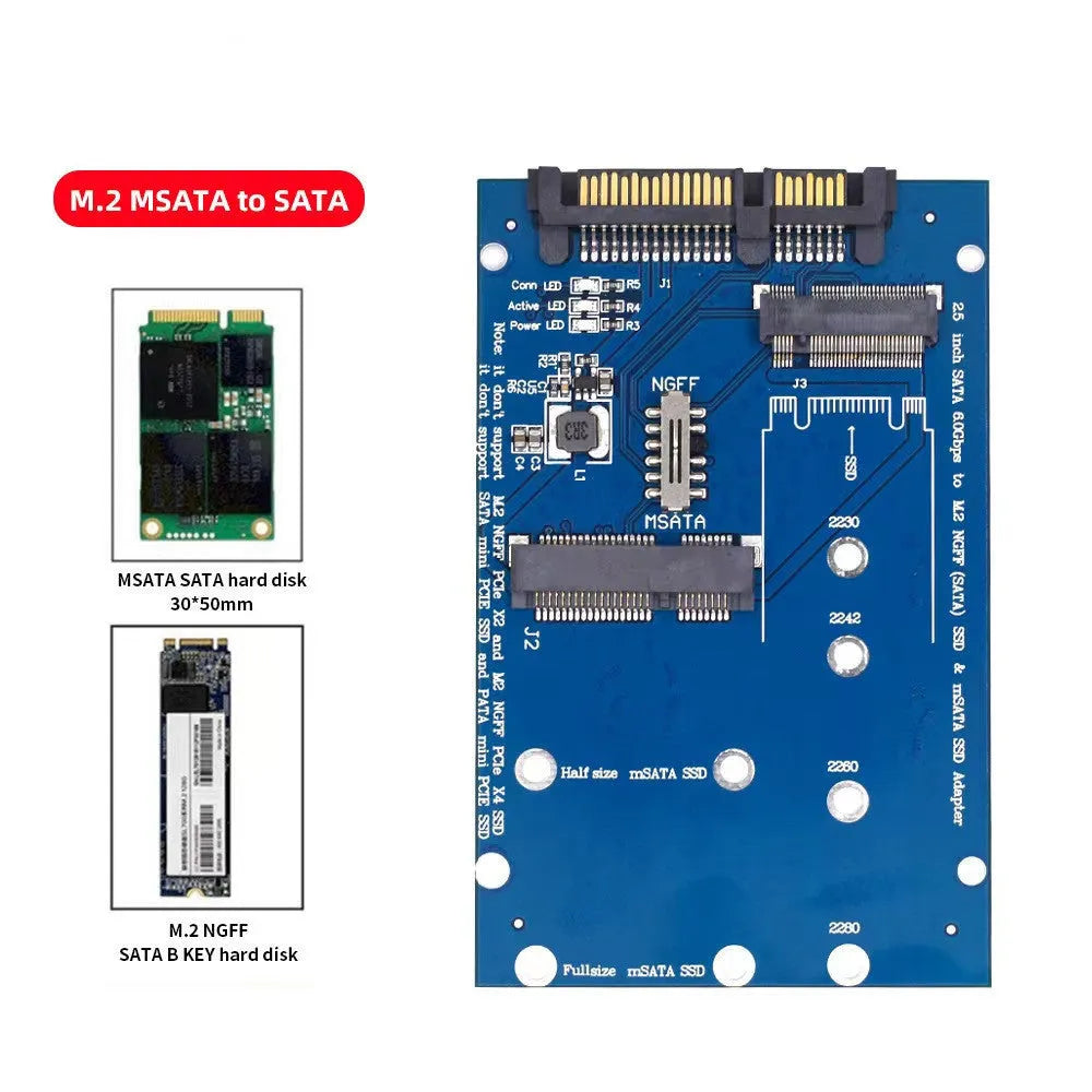 SATA3 to M.2 NGFF mSATA SSD adapter conversion card in black and blue colour options