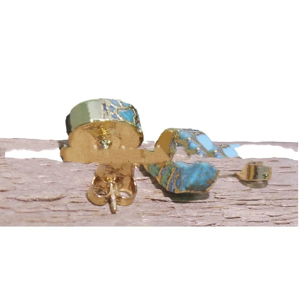 Natural stone bohemian stud earrings irregular unisex design colour ER1031