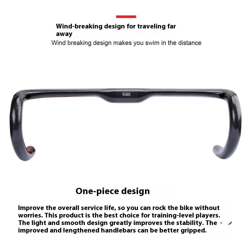 Non-standard carbon fibre road bicycle drop handlebar in black grey silver UD matte finish
