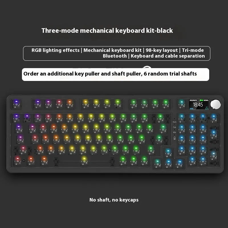 98 key wireless Bluetooth mechanical keyboard with display screen and metal knob