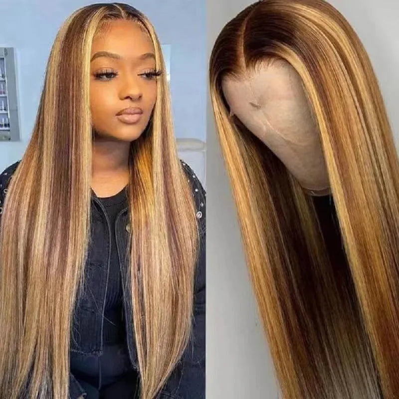 Front lace synthetic big wave wig in African black gradient colour with side bangs styling