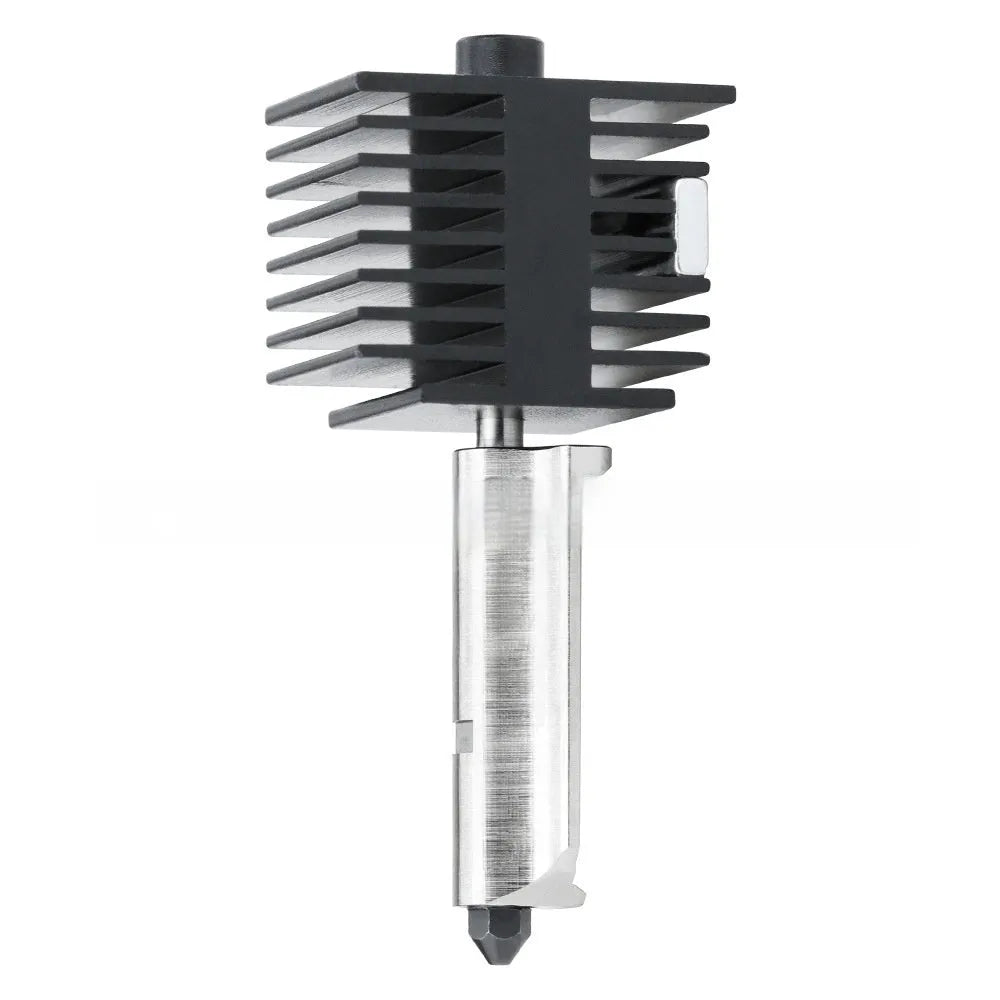 Bambu Lab A1 Mini hardened steel hot end assembly with four nozzle sizes and black silicone sleeve