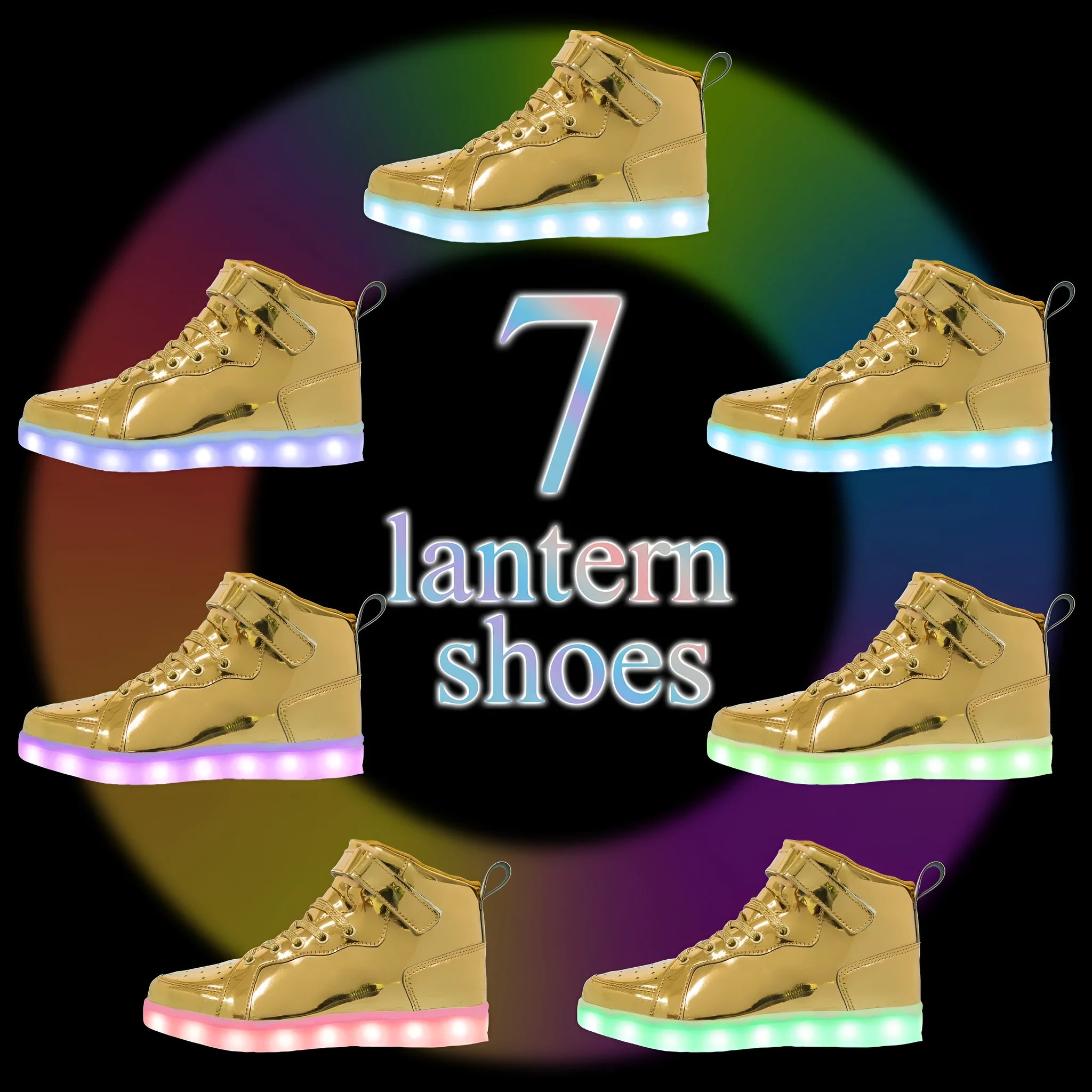 LED light-up high-top board shoes with velcro closure in multiple colour options