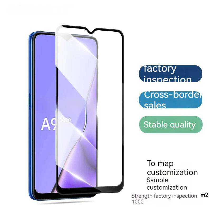 Full screen tempered glass screen protector for OPPO A9 2020 anti-fingerprint HD clear black