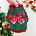Dog wearing red Christmas jumper with festive holiday motifs, polyester pet sweater for seasonal wear