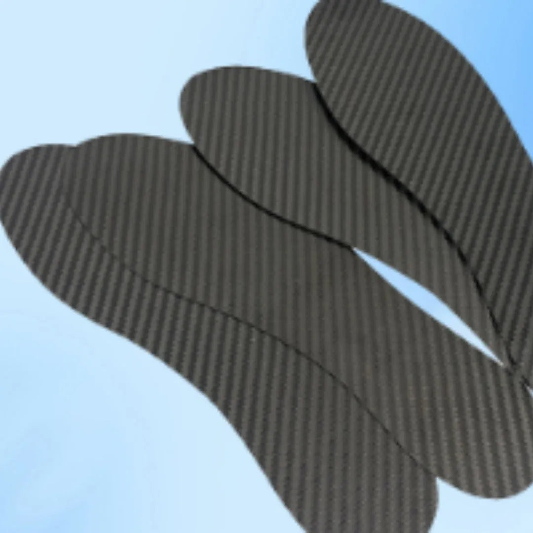 Black 3K full palm carbon fiber running insoles for shock absorption and high elasticity athletic performance