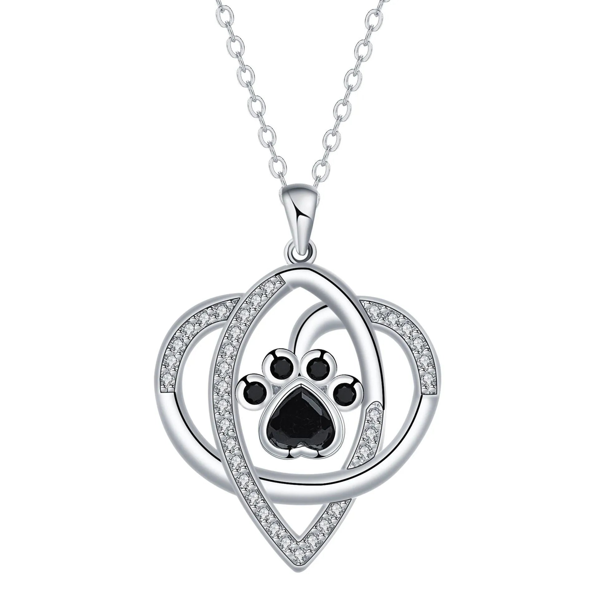 Copper necklace for women with a dog's paw print pendant on a cross chain.