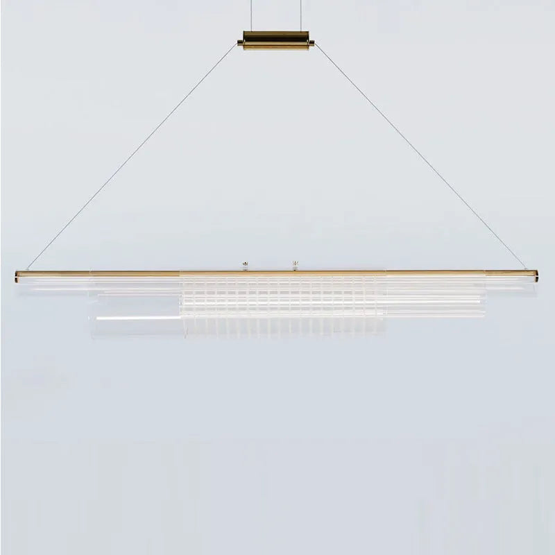 Modern glass pendant lamp with iron body in minimalist design for overhead lighting