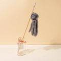 Furry octopus cat toy with eyes on 40cm flexible wand in choice of colours