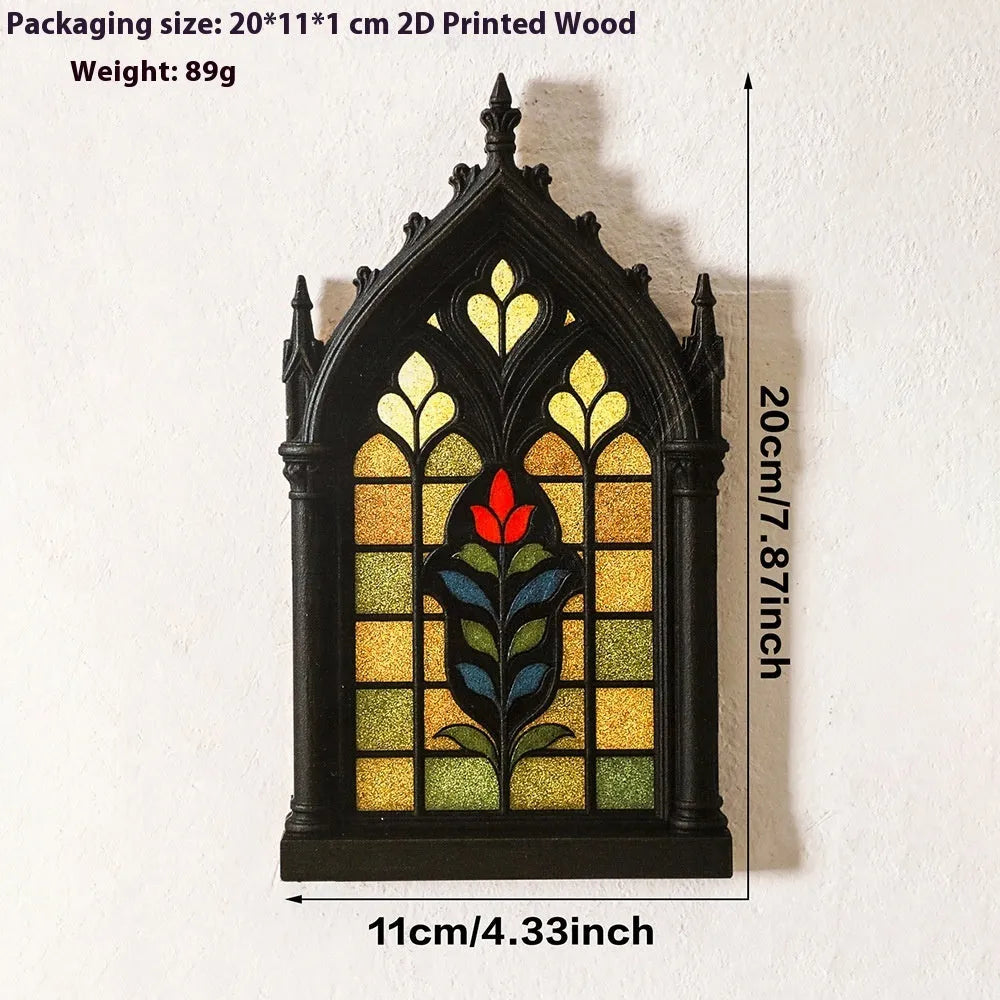 Black wooden gothic door frame wall mounted storage rack with three size options small medium large