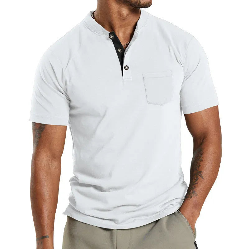 Men's plus size short sleeve button shirt in Army Green colour with a chest pocket.