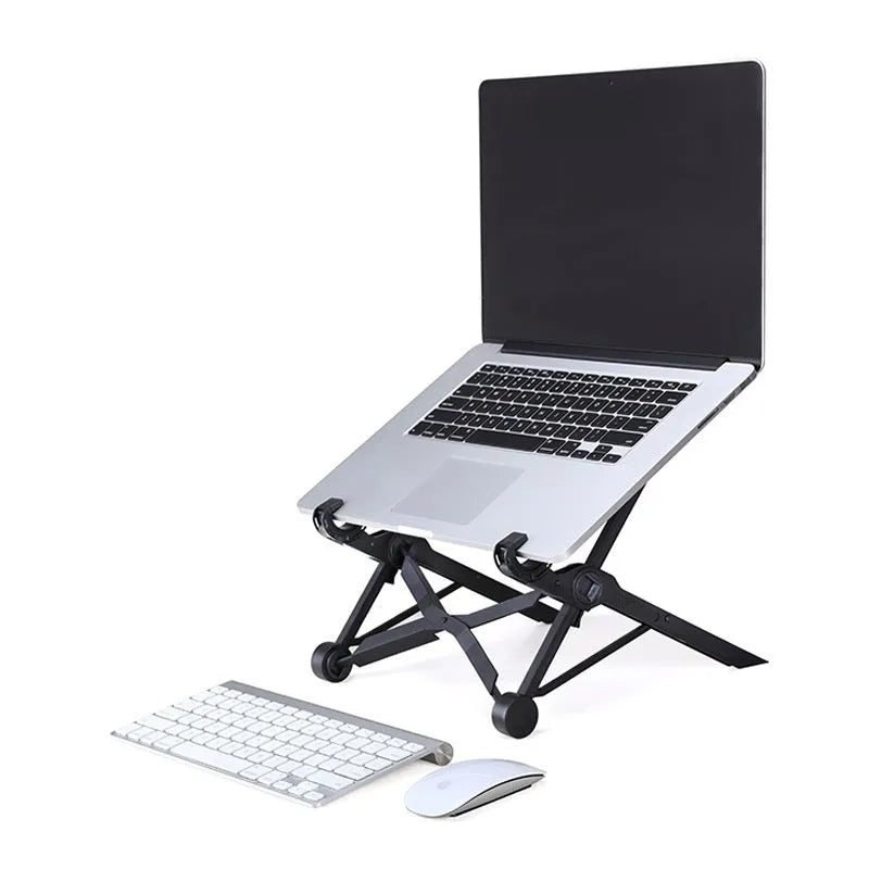 Portable folding computer bracket with adjustable height in sagacious black colour