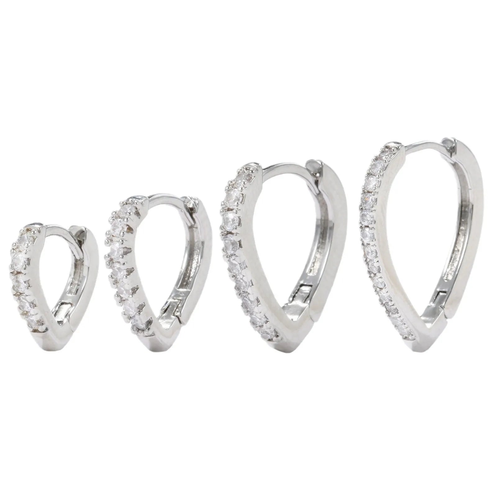 Geometric gold tone love heart clip-on earring for women on a white background.
