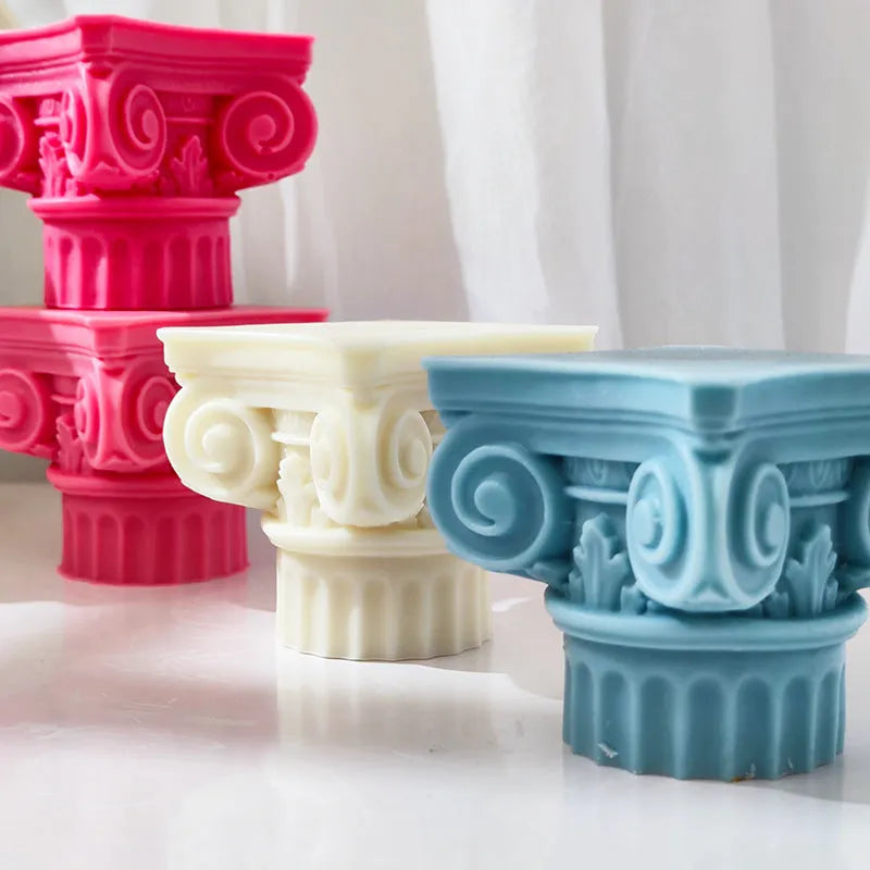 Silicone Roman pillar mould for candles and crafts with irregular column shape