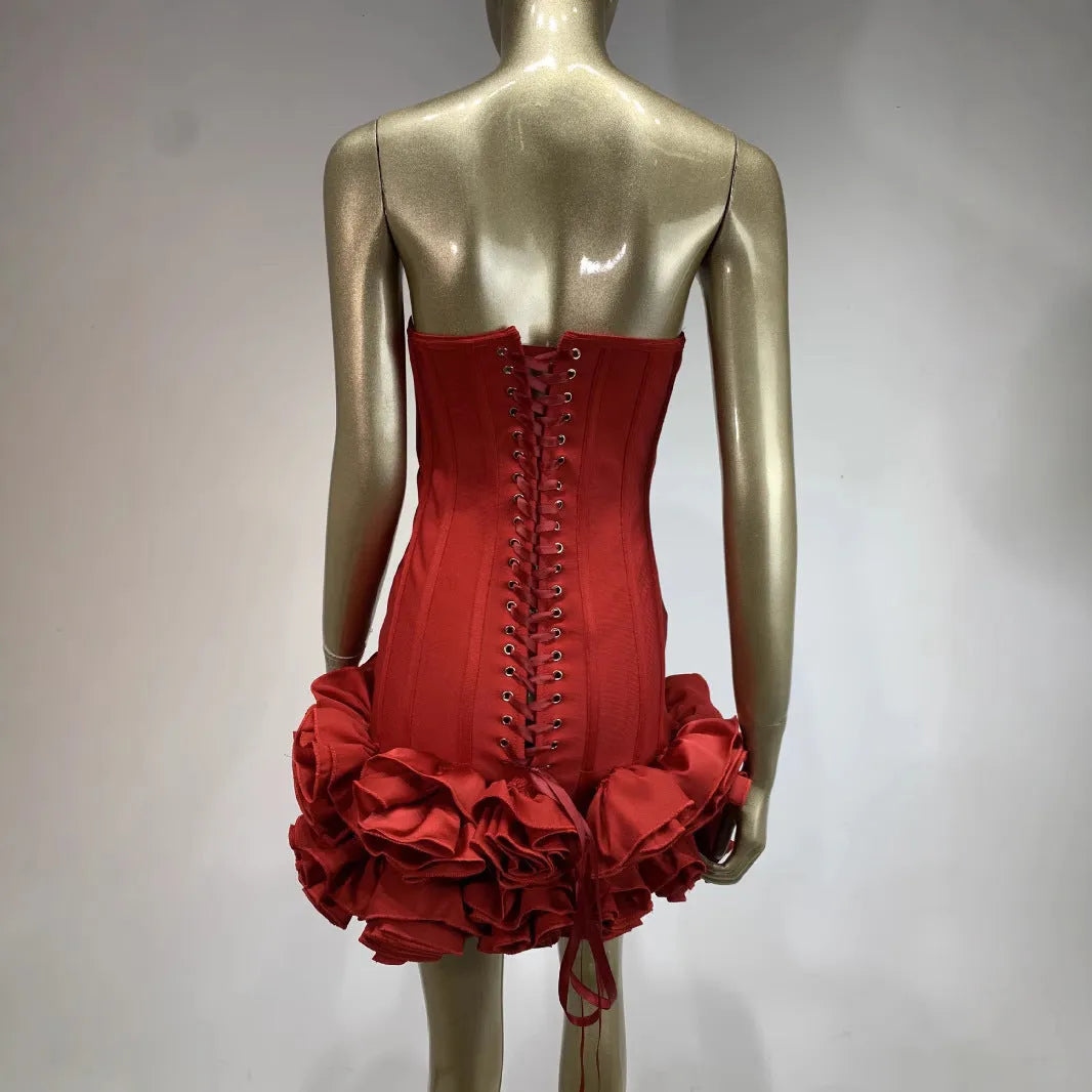 Women's solid colour urban style dress with mid waist design in red, white or black options