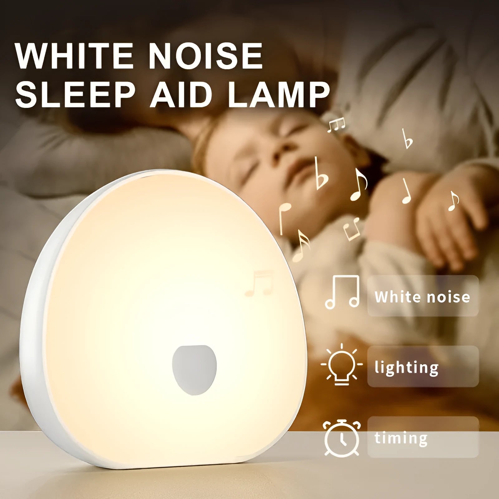 White rechargeable baby night feeding comforter with music function for soothing infants