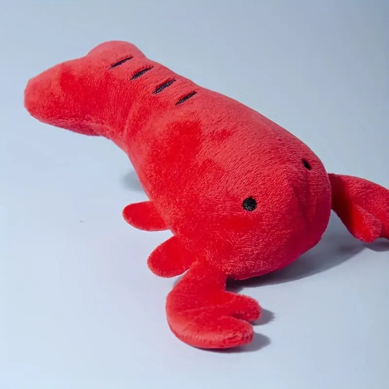 Red squeaky lobster stuffed dog chew toy for small medium breeds measuring 12.5 cm