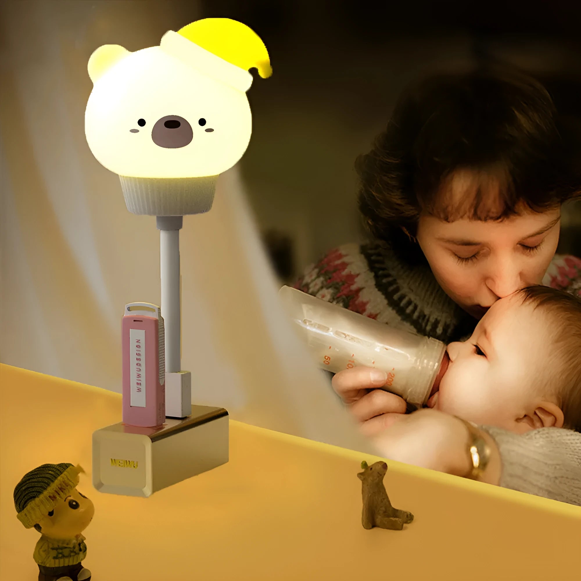 USB portable LED night light with cartoon animal design and remote control