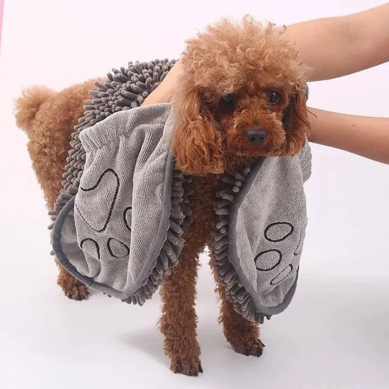 Blue pet bath towel measuring 62x23 cm for drying dogs and cats