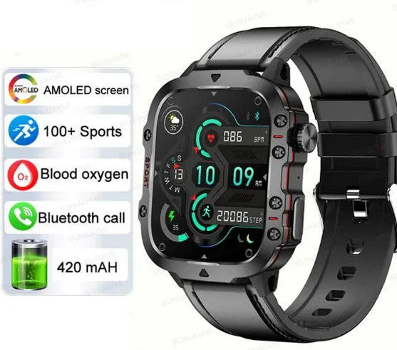 QX11 smartwatch with zinc alloy case showing TFT screen displaying heart rate and fitness data