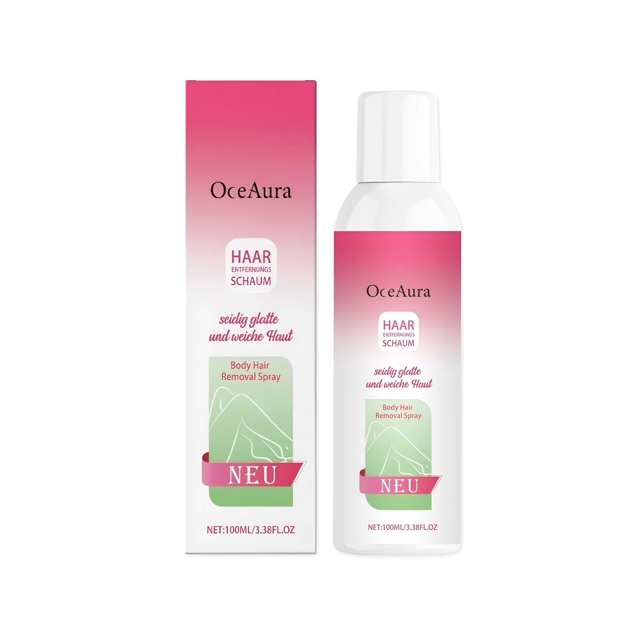 100ml bottle of body hair removal spray with spray nozzle.