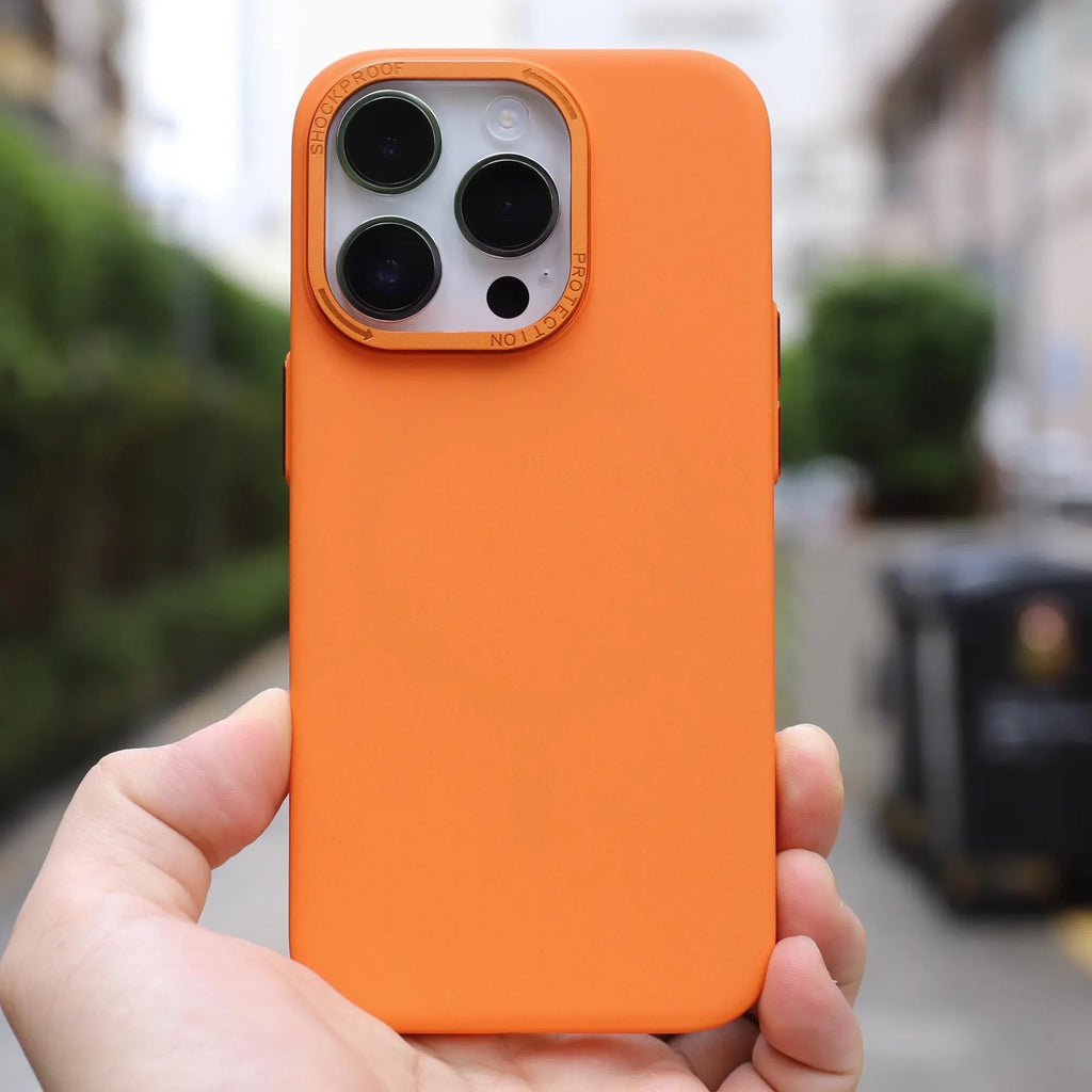 Gray frosted PC phone case for iPhone 15 Pro Max with invisible magnetic suction ring