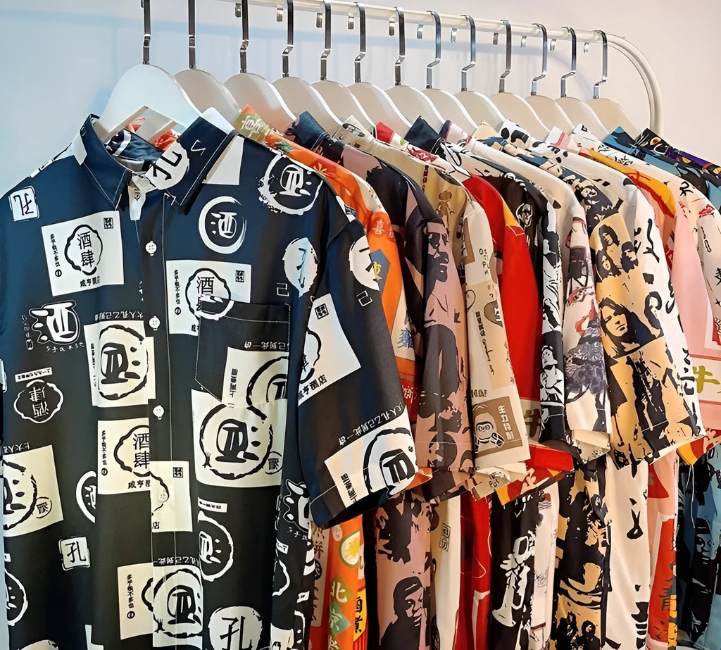 Loose fit short sleeve shirt with a full floral print, styled as a casual cardigan.