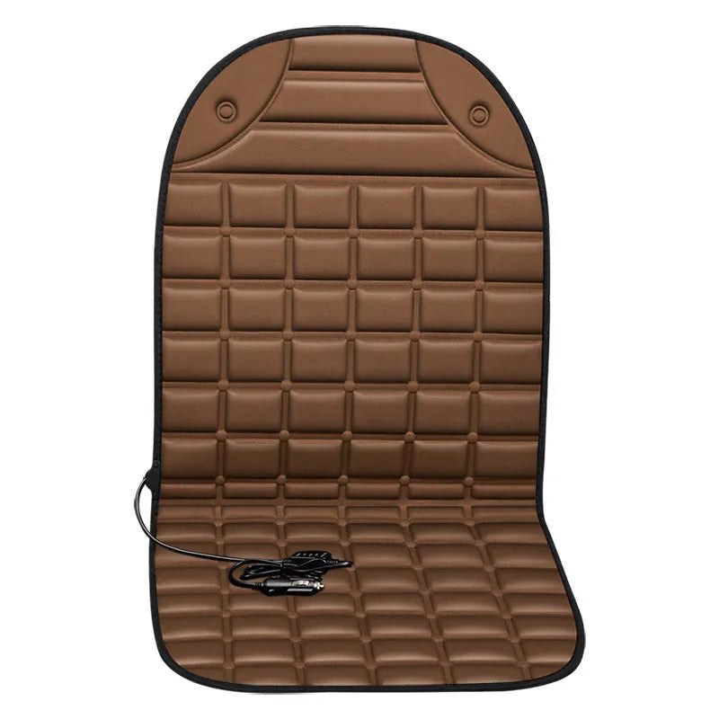 On board heated seat cushion checkered single seat black fibre material winter thermal insulation 98x48cm