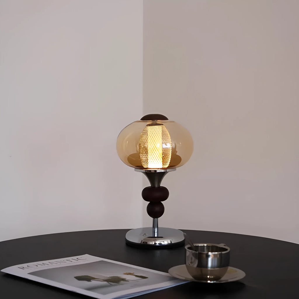 Zhonggu solid wood palace table lamp with touch switch, USB rechargeable, 5W LED, 16x28cm, retro style