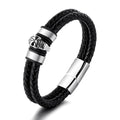 Men's titanium steel skull bracelet in silver with geometric link design