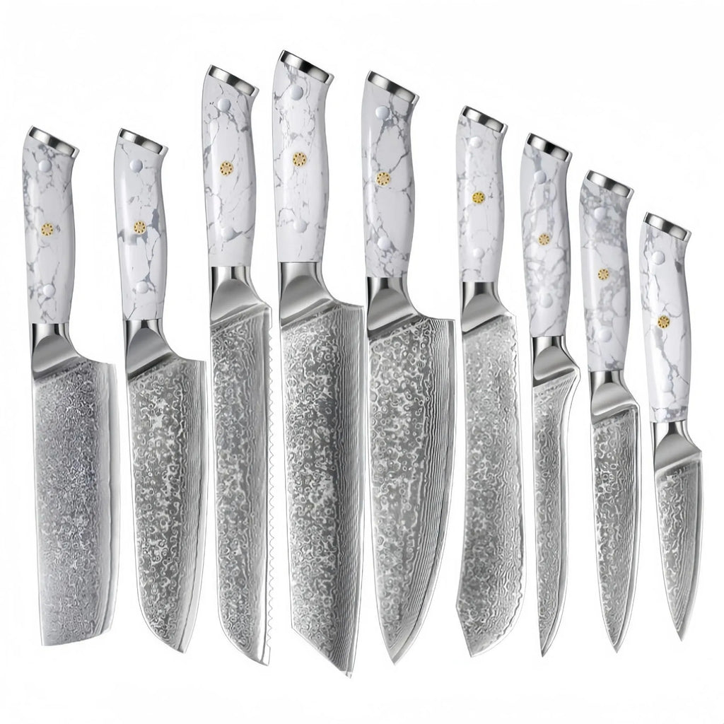 Damascus pattern VG10 steel combined chef's knife with 21cm blade for multiple kitchen cutting functions