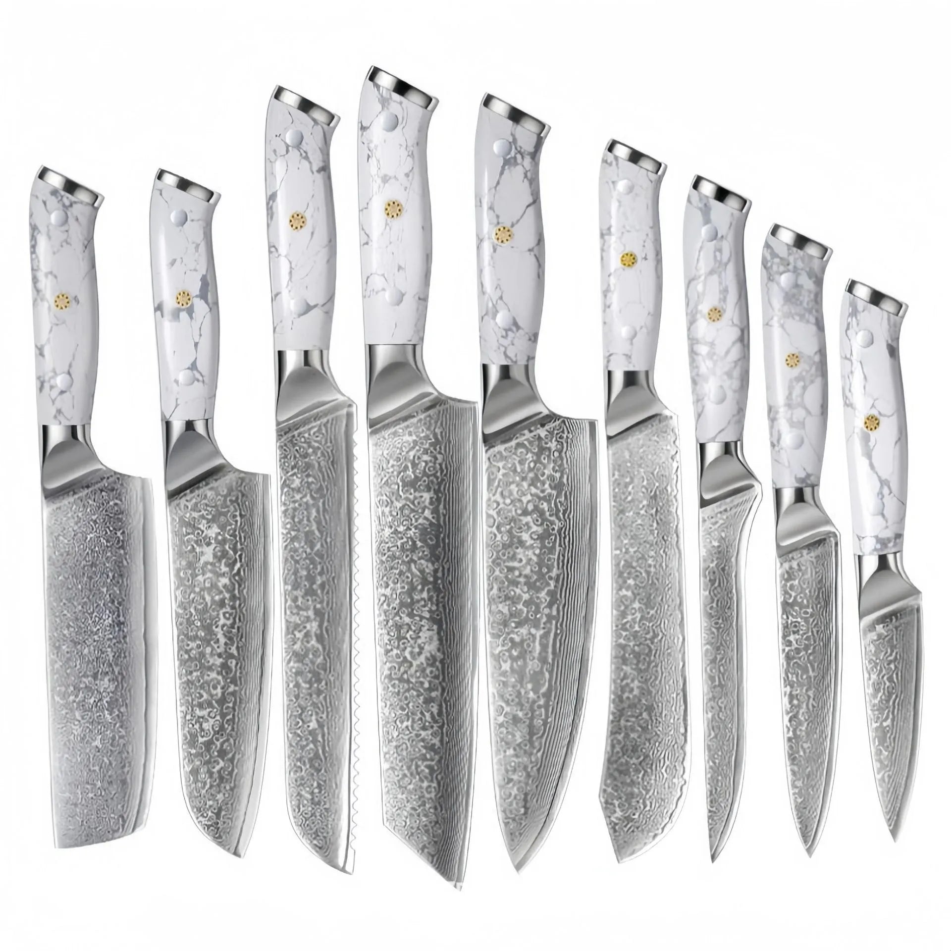 Damascus pattern VG10 steel combined chef's knife with 21cm blade for multiple kitchen cutting functions