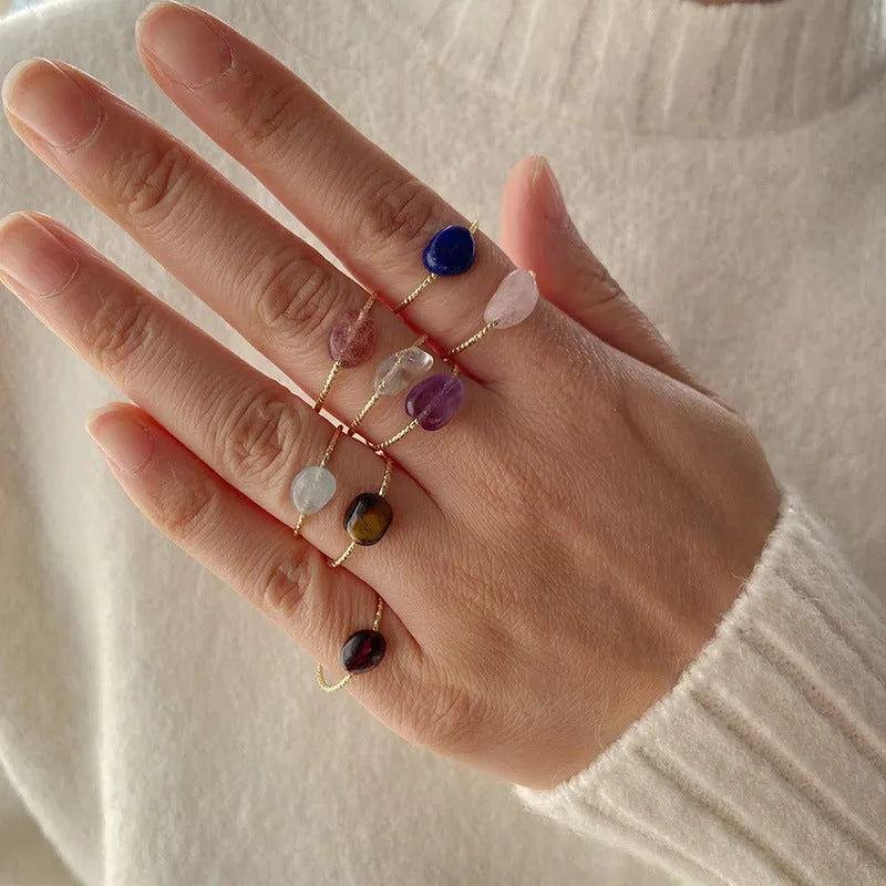 Geometric agate ring with coloured stone centrepiece showing original niche design for women