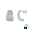 Geometric sterling silver stud earrings with moissanite stones in gift box