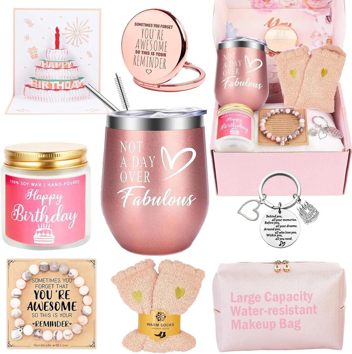 Boxed aromatherapy candle gift set with various modern soy wax designs including pink and sunflower themes.