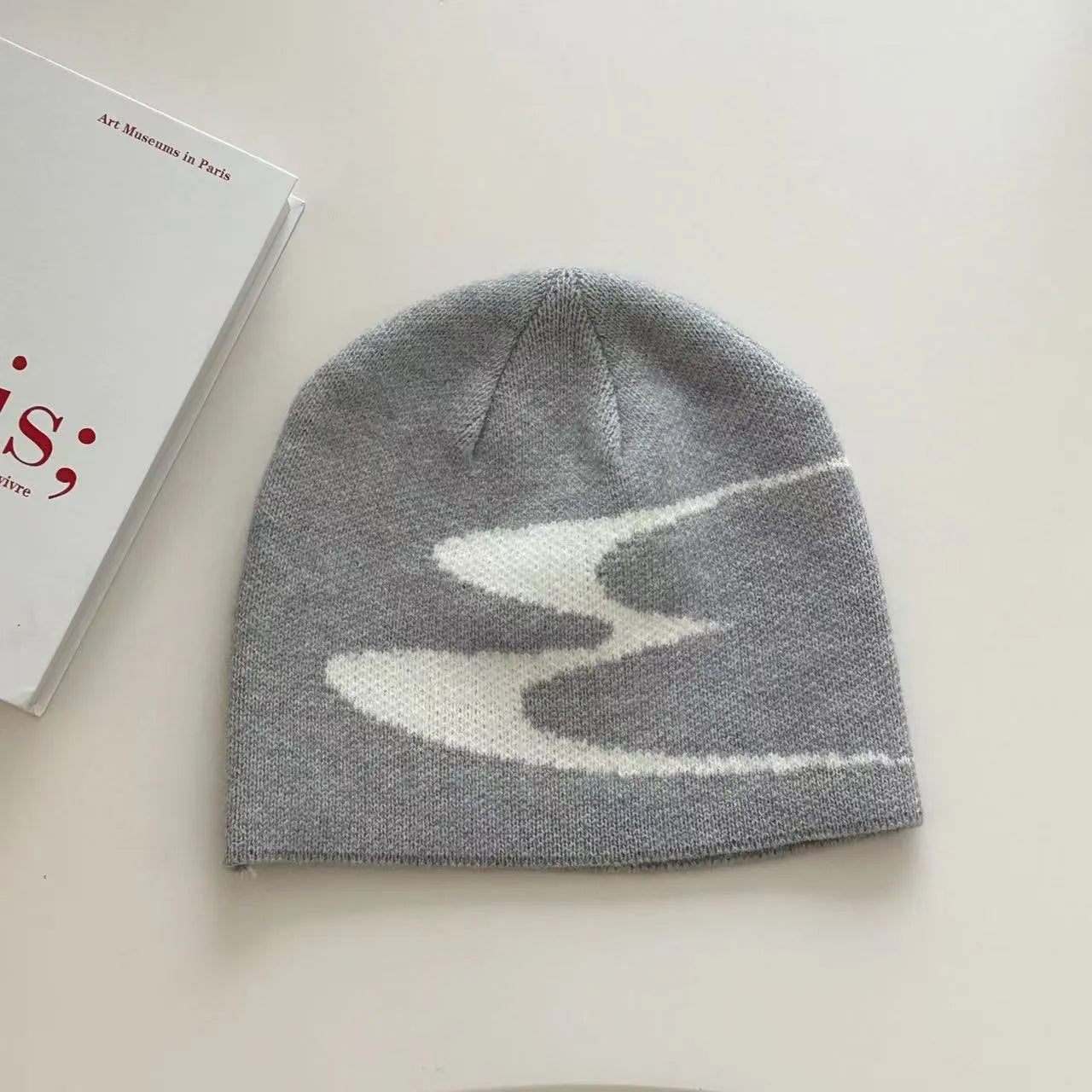 Acrylic knitted beanie hat in black grey or white colour size M 56-58cm