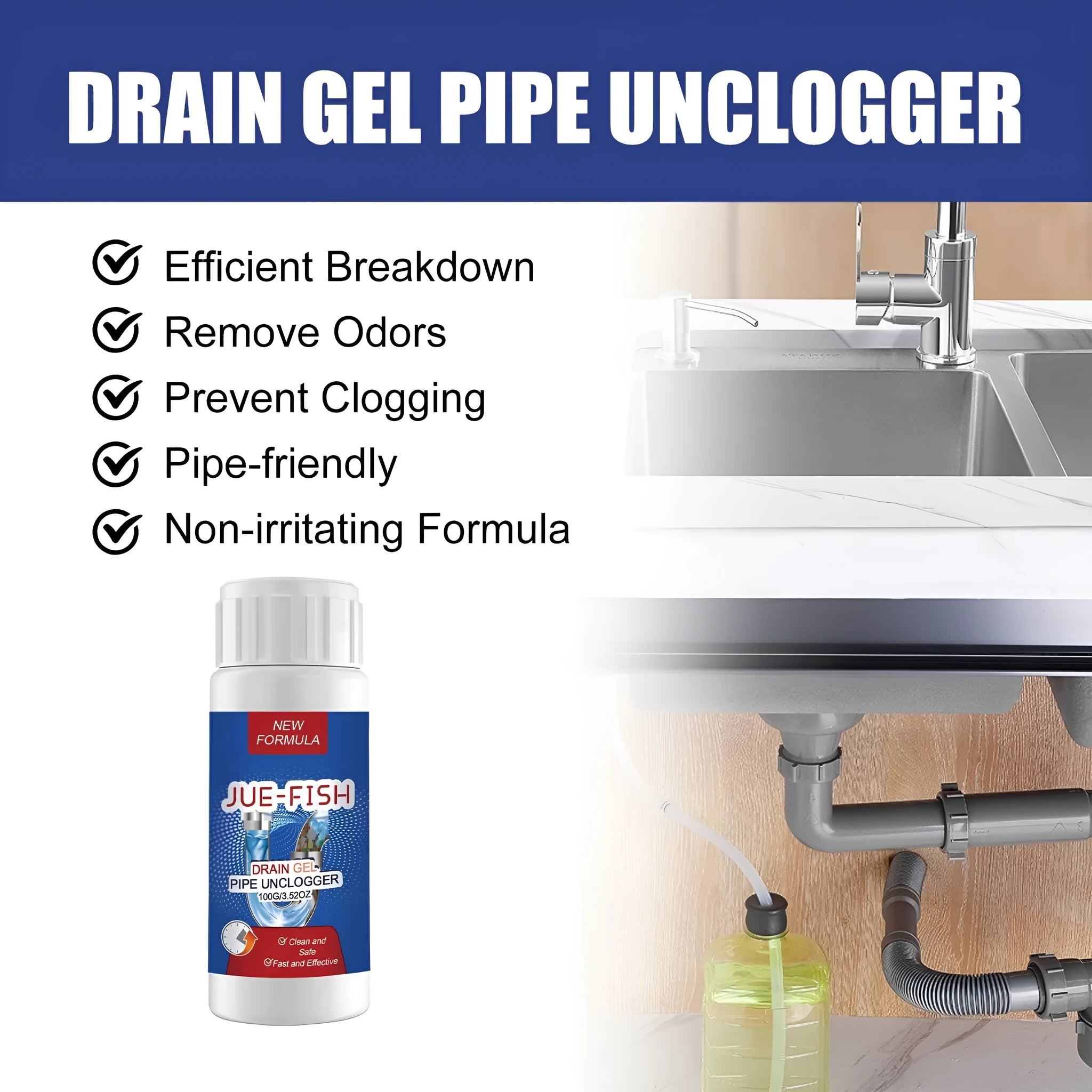 Pipe Dredge Agent 100g for sewer and toilet odour cleaning and dissolution in compact white packaging